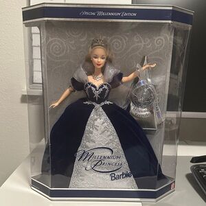 1999 Millennium Princess Barbie in Blue and Silver Gown Mattel NIB